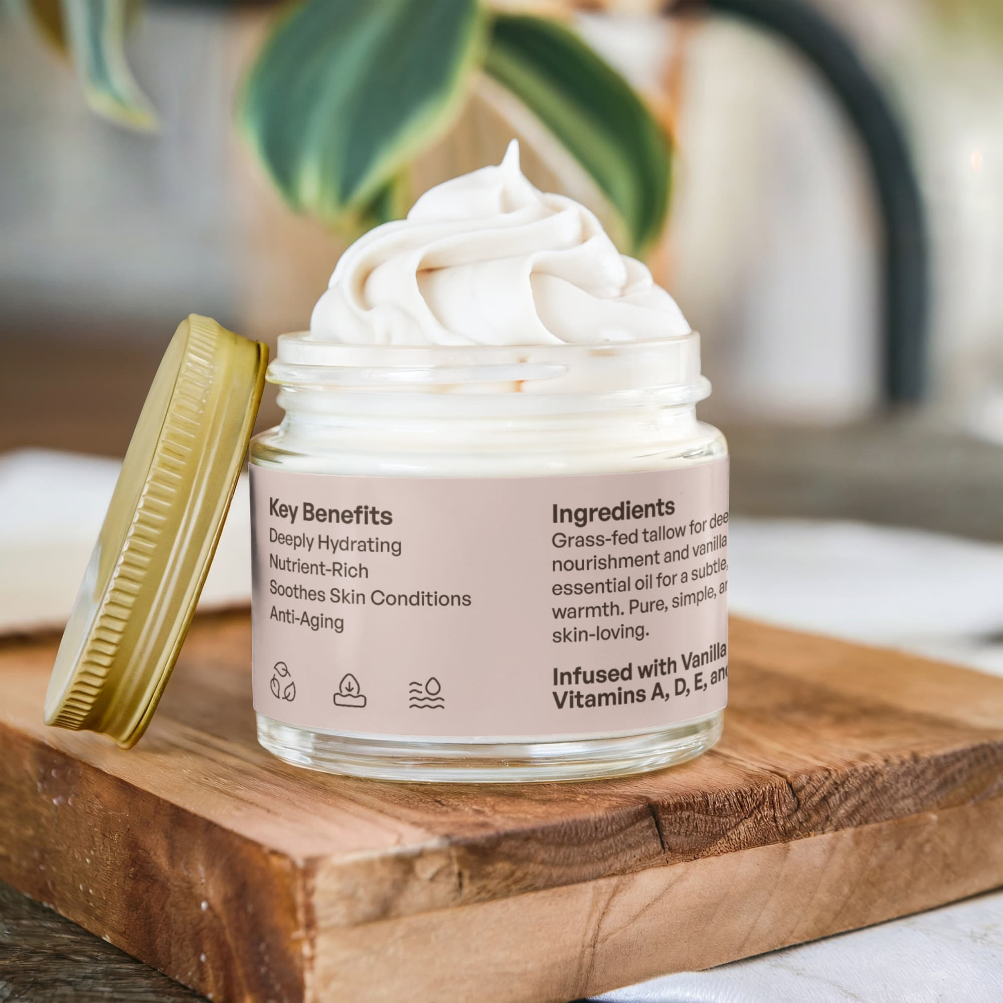 Whipped Grass-Fed Tallow Balm with Vanilla Bean