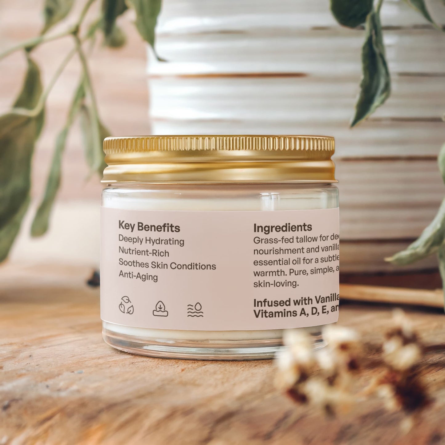 Whipped Grass-Fed Tallow Balm with Vanilla Bean